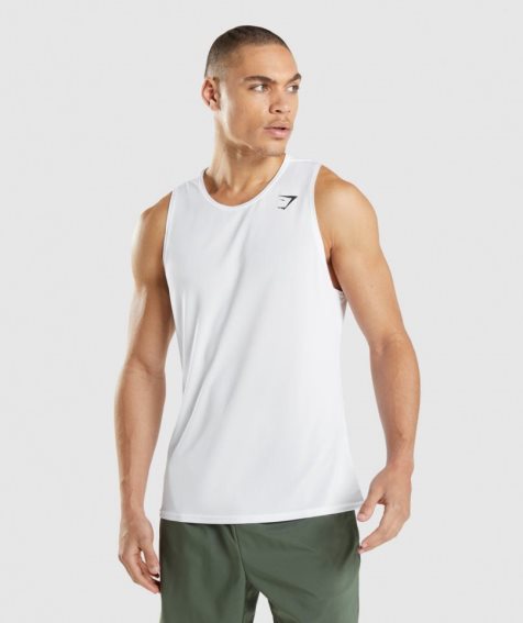 Men's Gymshark Arrival Tanks White | CA 0A3N85